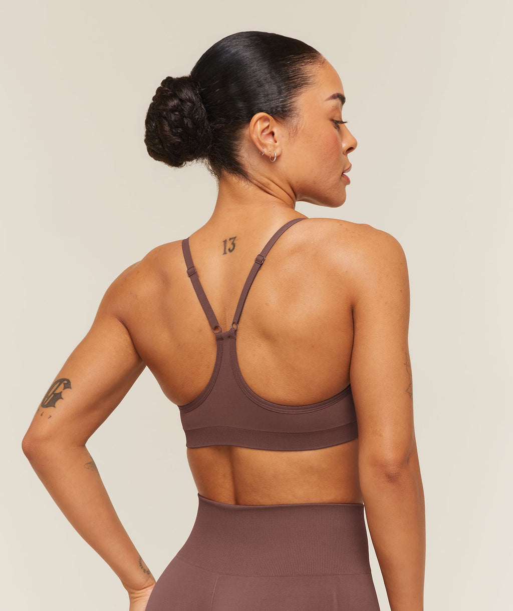 Everyday Seamless Racerback Sports Bra - Espresso Brown