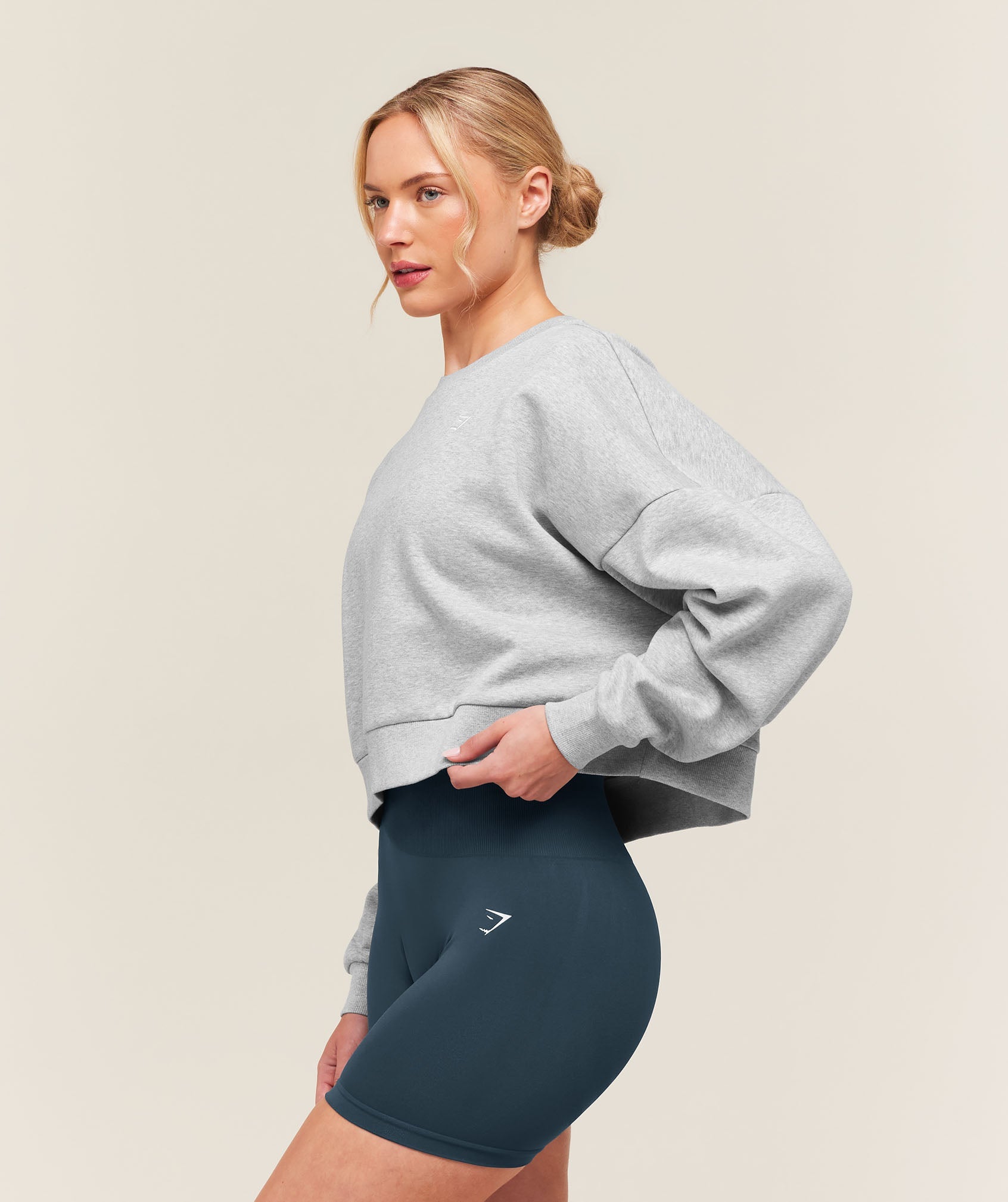 Training Oversized Boxy Sweatshirt - Light Grey Core Marl