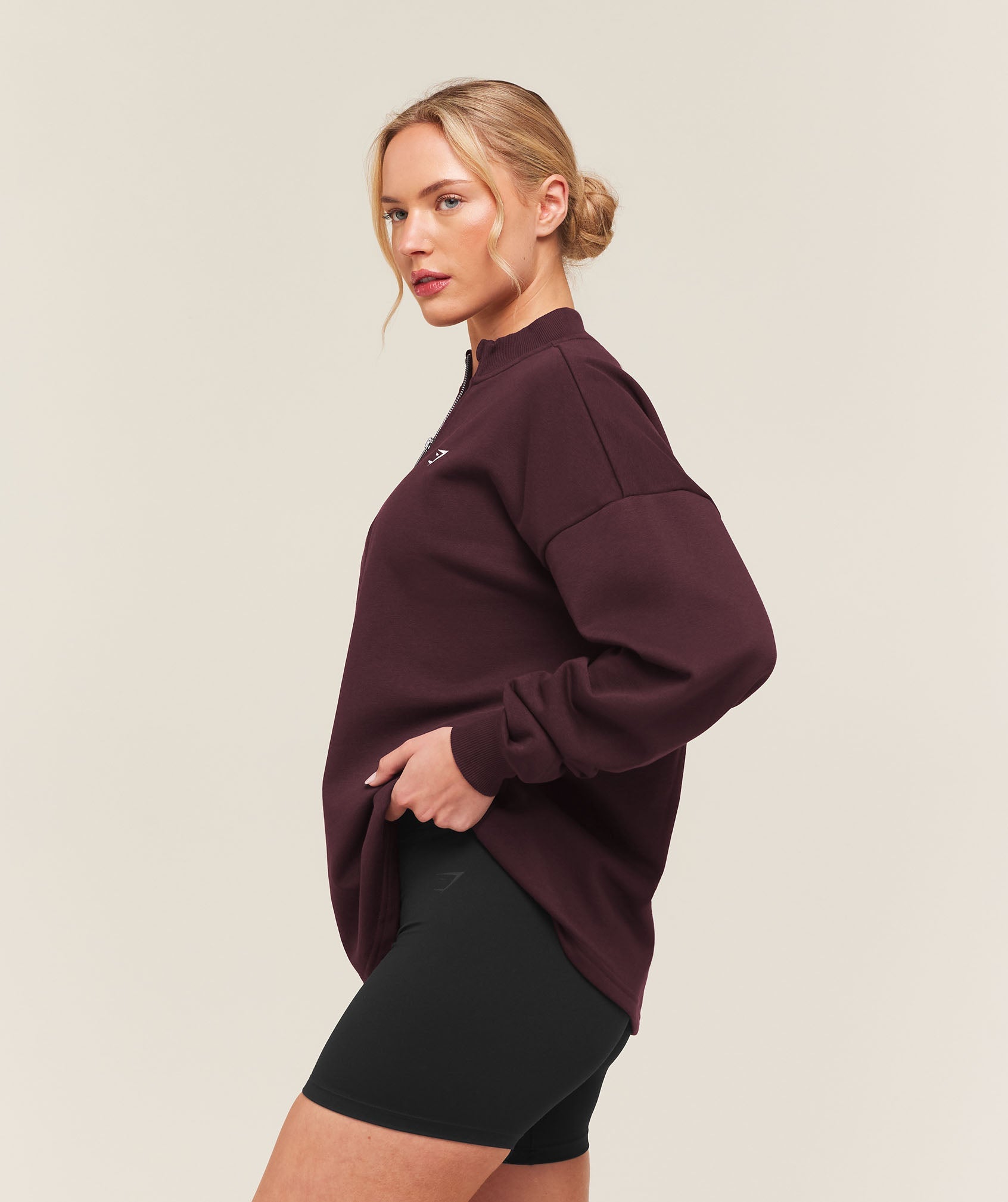 Training Oversized 1/4 Zip - Cherry Purple