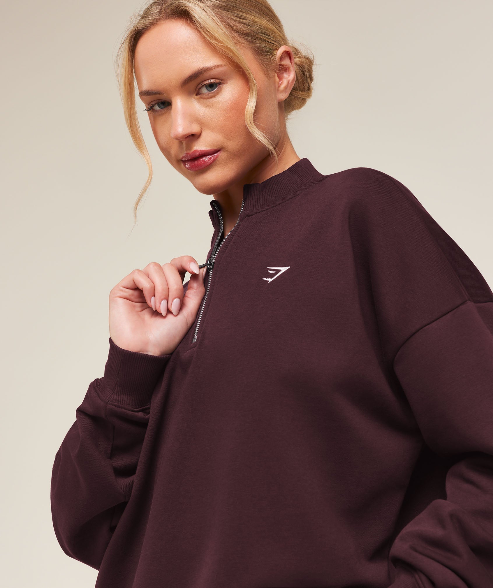 Training Oversized 1/4 Zip - Cherry Purple