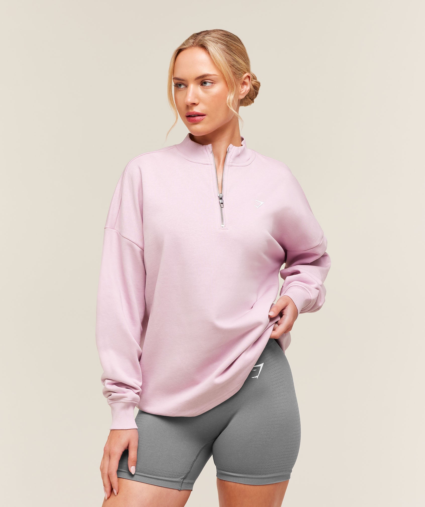 Training Oversized 1/4 Zip - Haze Pink