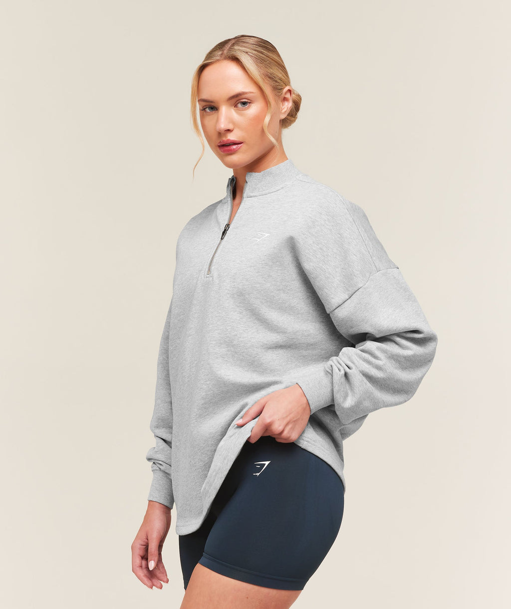 Training Oversized 1/4 Zip - Light Grey Core Marl