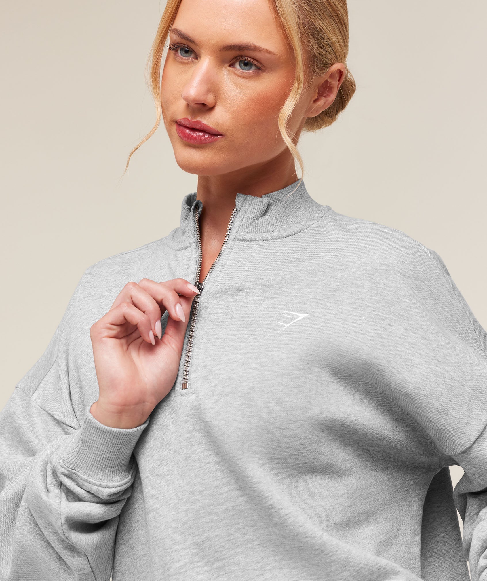 Training Oversized 1/4 Zip - Light Grey Core Marl