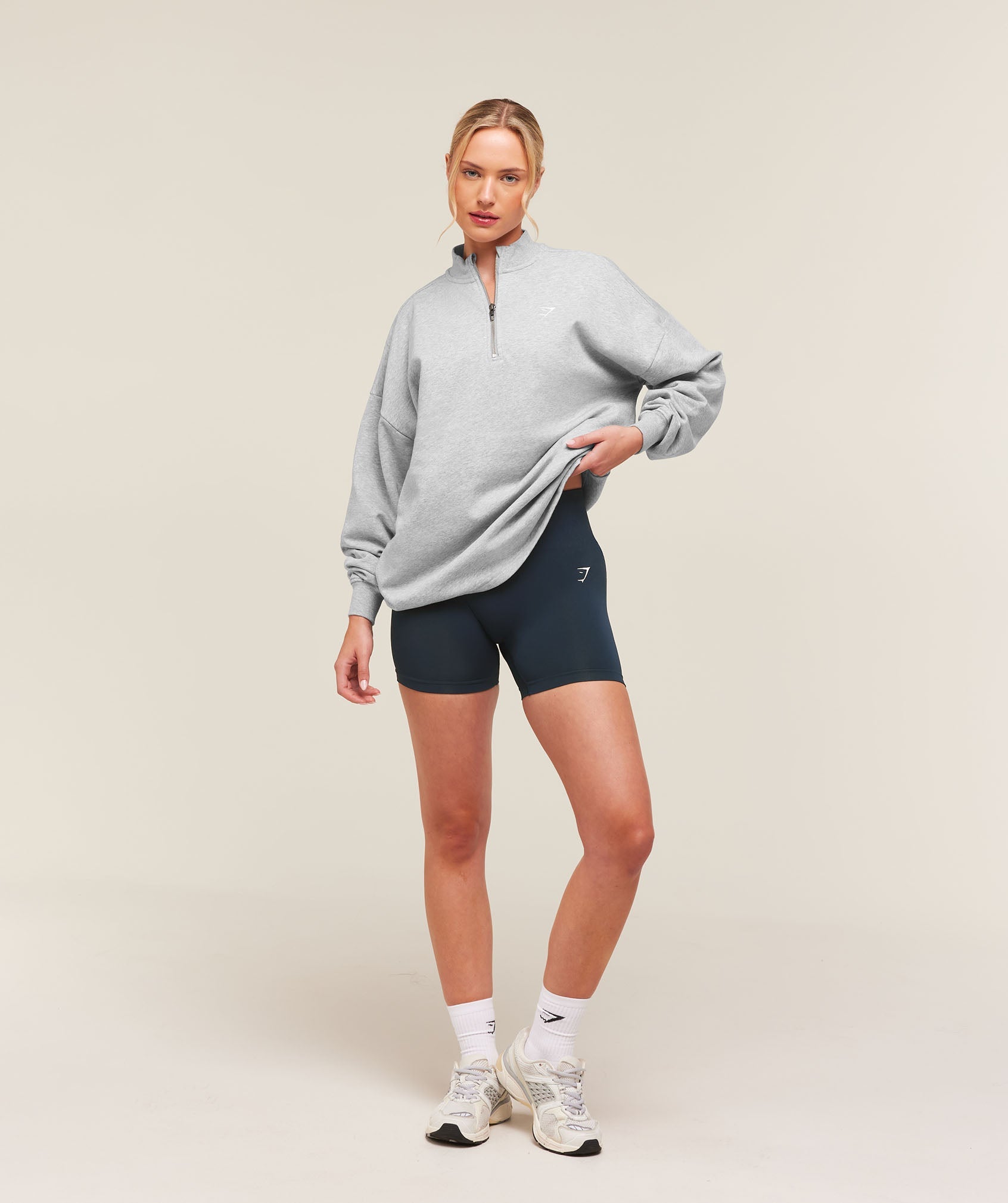 Training Oversized 1/4 Zip - Light Grey Core Marl