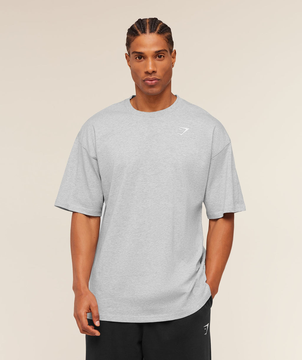 Crest Oversized T-Shirt - Light Grey Core Marl