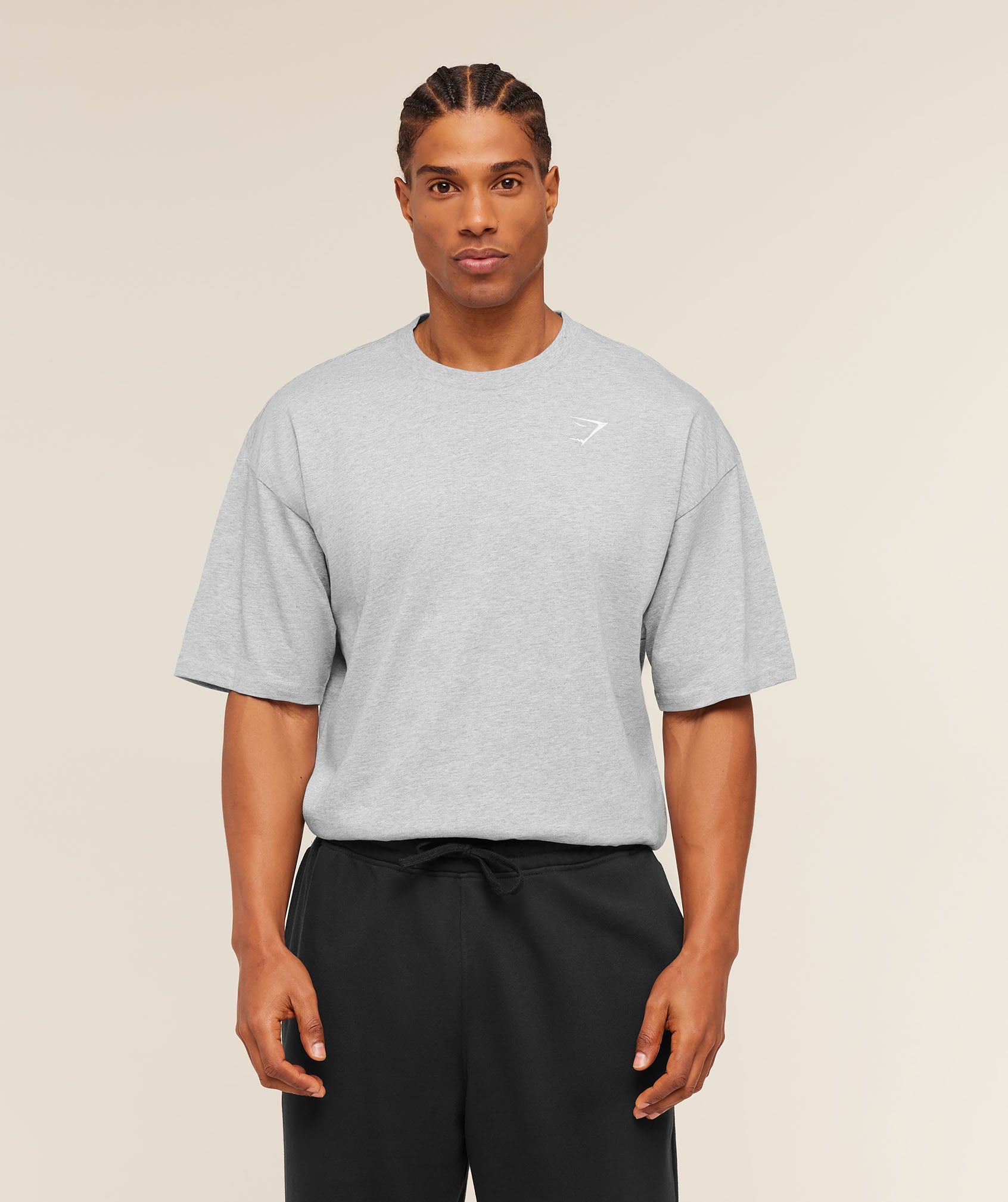 Crest Oversized T-Shirt - Light Grey Core Marl