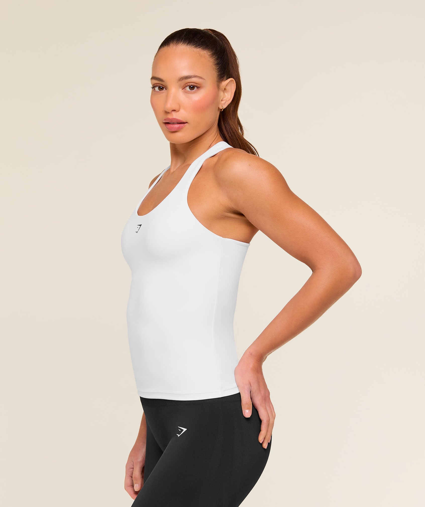 Everyday Racer Back Tank with Shelf - White