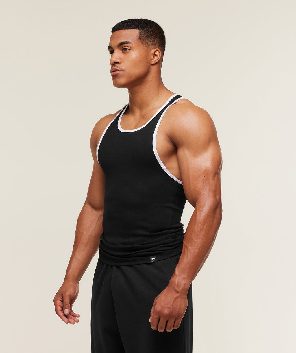 Ribbed Tank 1PK - Black/White