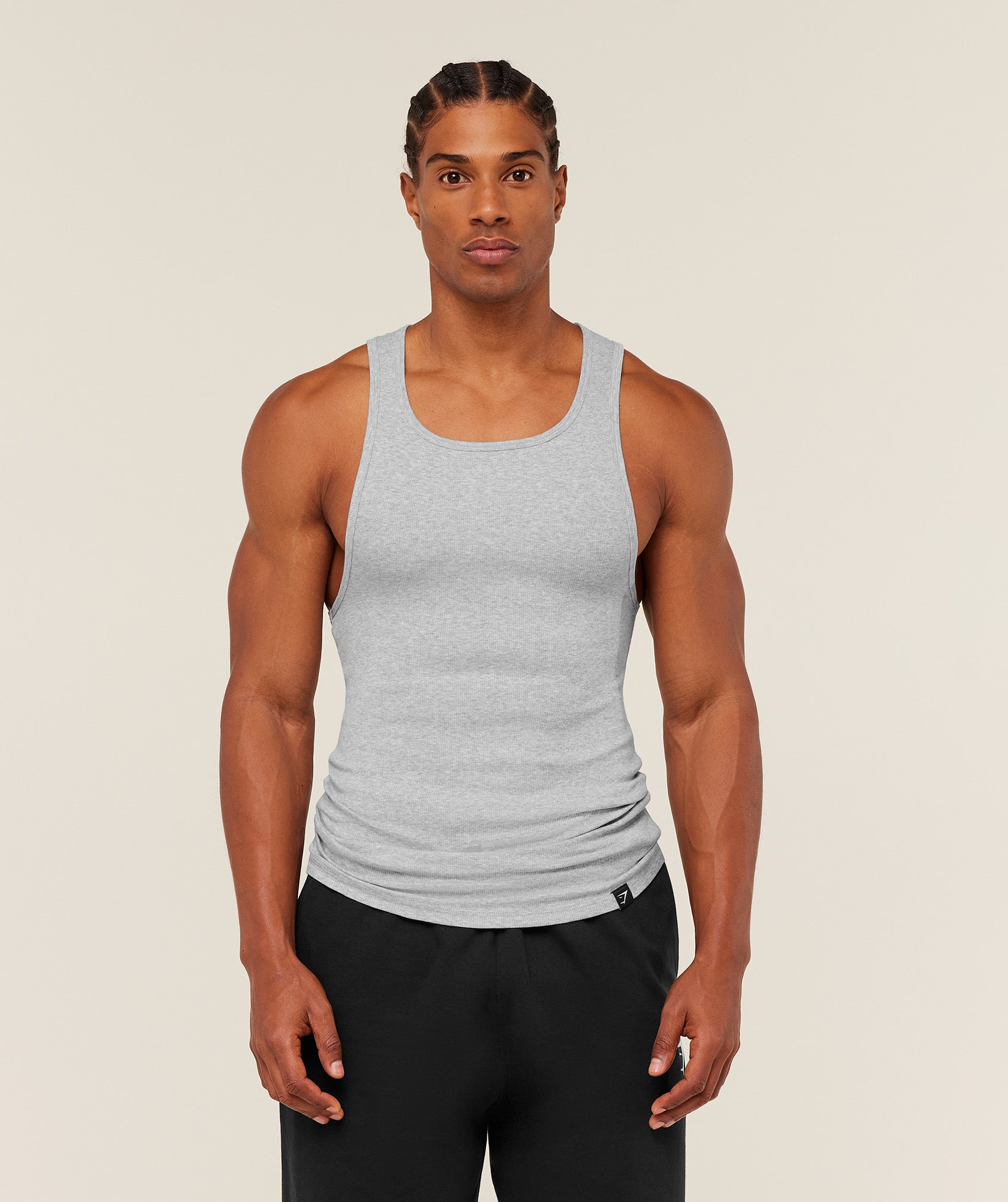 Ribbed Tank 1PK - Light Grey Core Marl