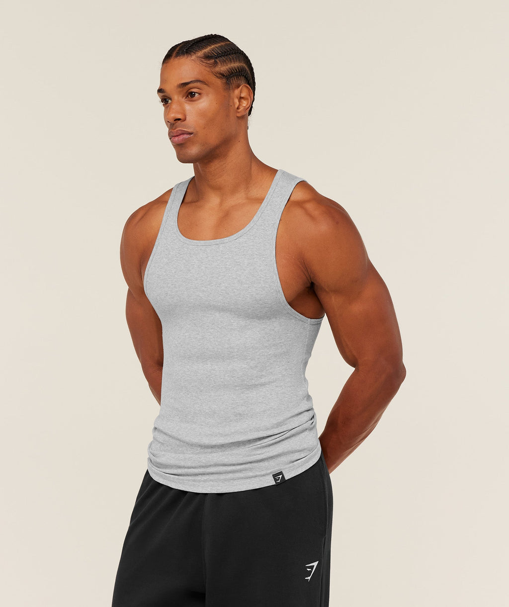 Ribbed Tank 1PK - Light Grey Core Marl