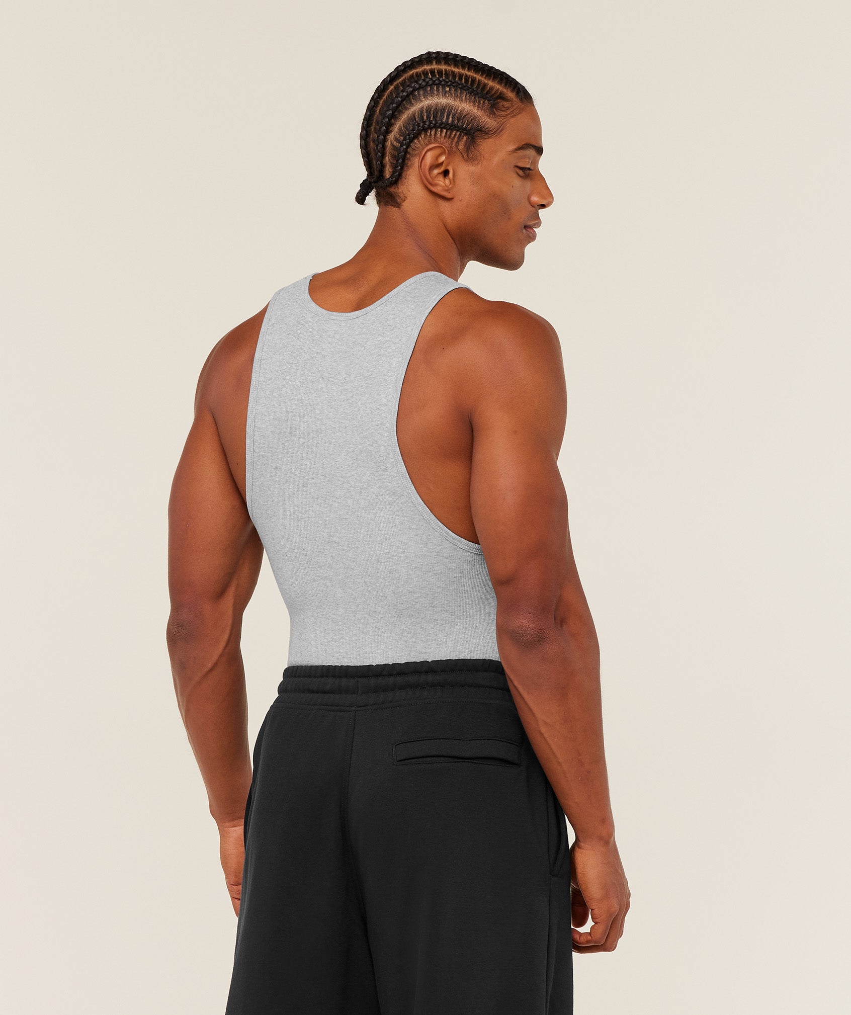 Ribbed Tank 1PK - Light Grey Core Marl